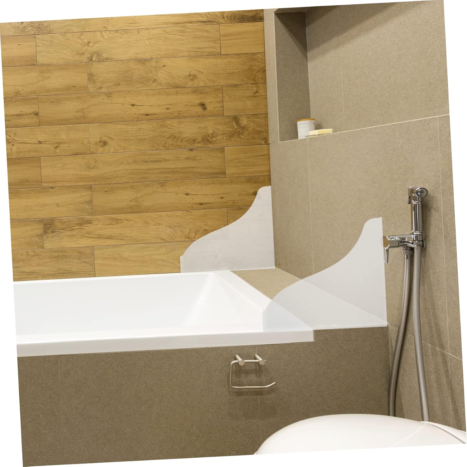 Holibanna Bathtub Splash Guard Set Self-Adhesive Acrylic Water Barrier for Bathtub Edges Effective Splash Protection for Bathroom Easy to Install