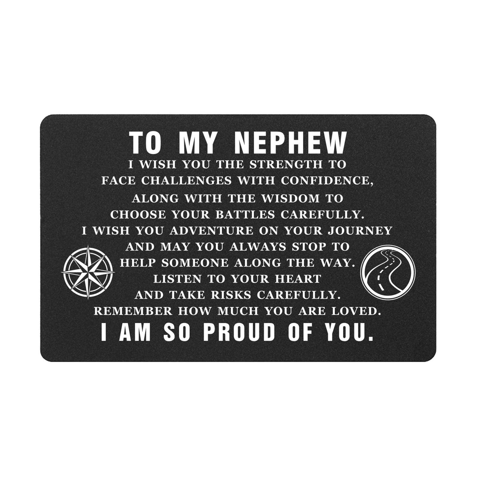 ABNTY Gifts for Nephew, Nephew Graduation Gift, Inspirational Quote Message Nephew Wallet Card