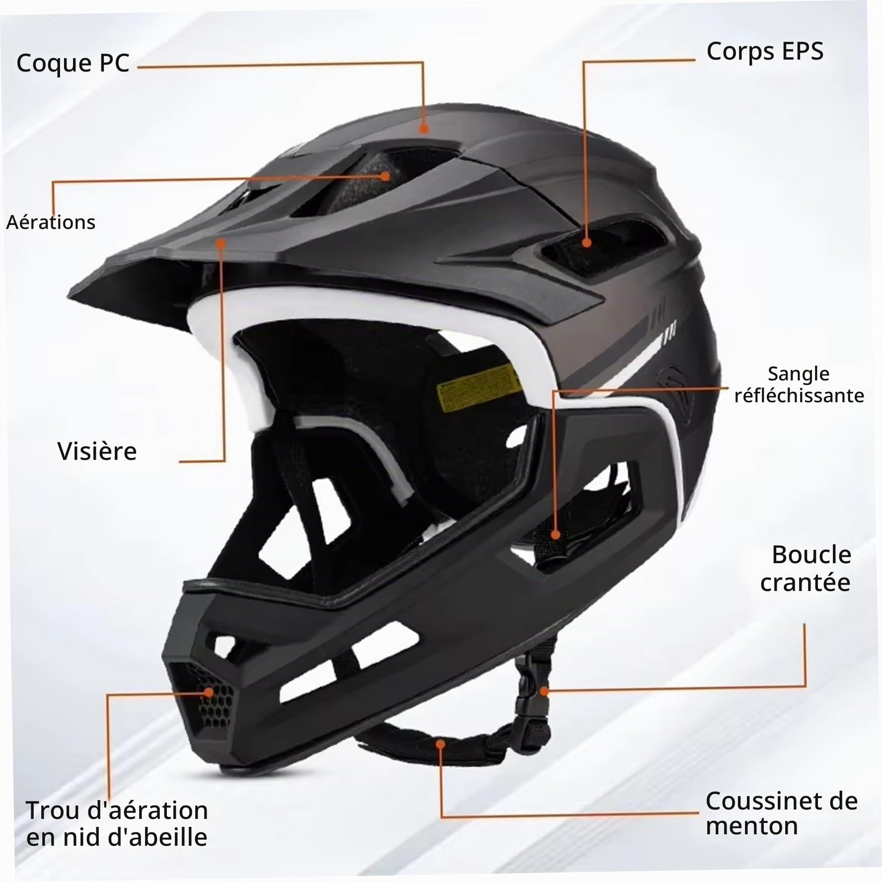 Casque de vélo de Montagne intégral résistant aux Chocs pour Adulte - Support Menton Amovible visière réglable Unisexe Casque vélo pour Faire du en Plein air