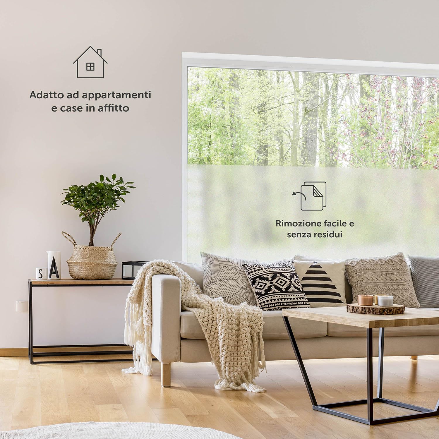 Blumtal Pellicola per Vetri Finestre Privacy Opacizzante - Pellicola Privacy Senza Colla - Pellicola Finestra Privacy - Pellicola Vetri Finestre - Pellicola Anti-UV - 90 x 200cm - 2 Pezzi