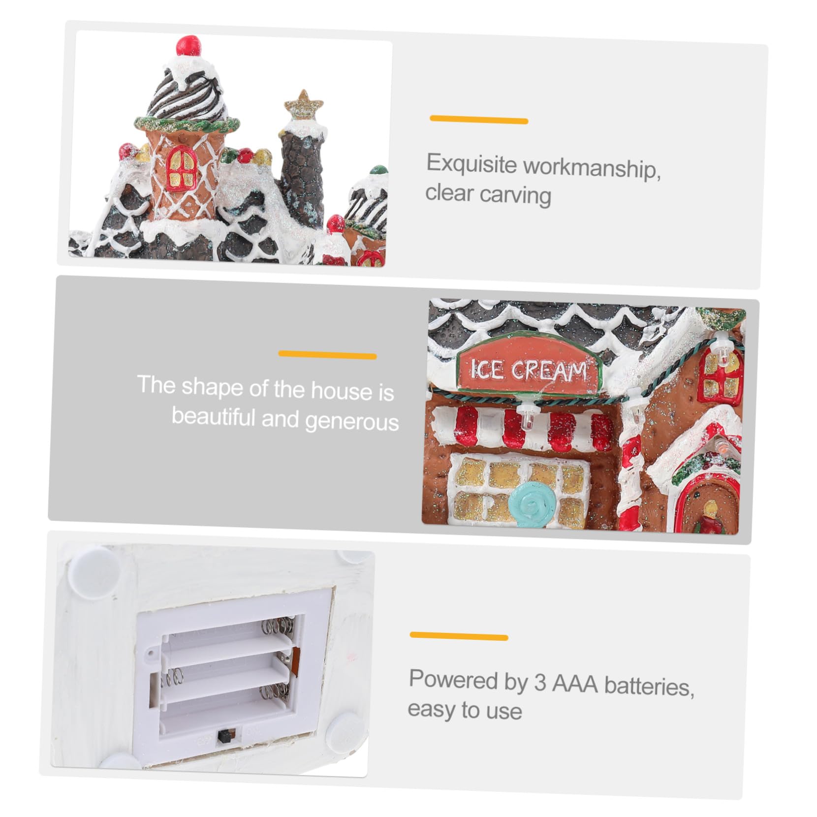 Adorno Navideño Casa Luminosa de Resina Luz LED para Escritorio y Oficina Adorno Navideño Acabado Diseño Detallado