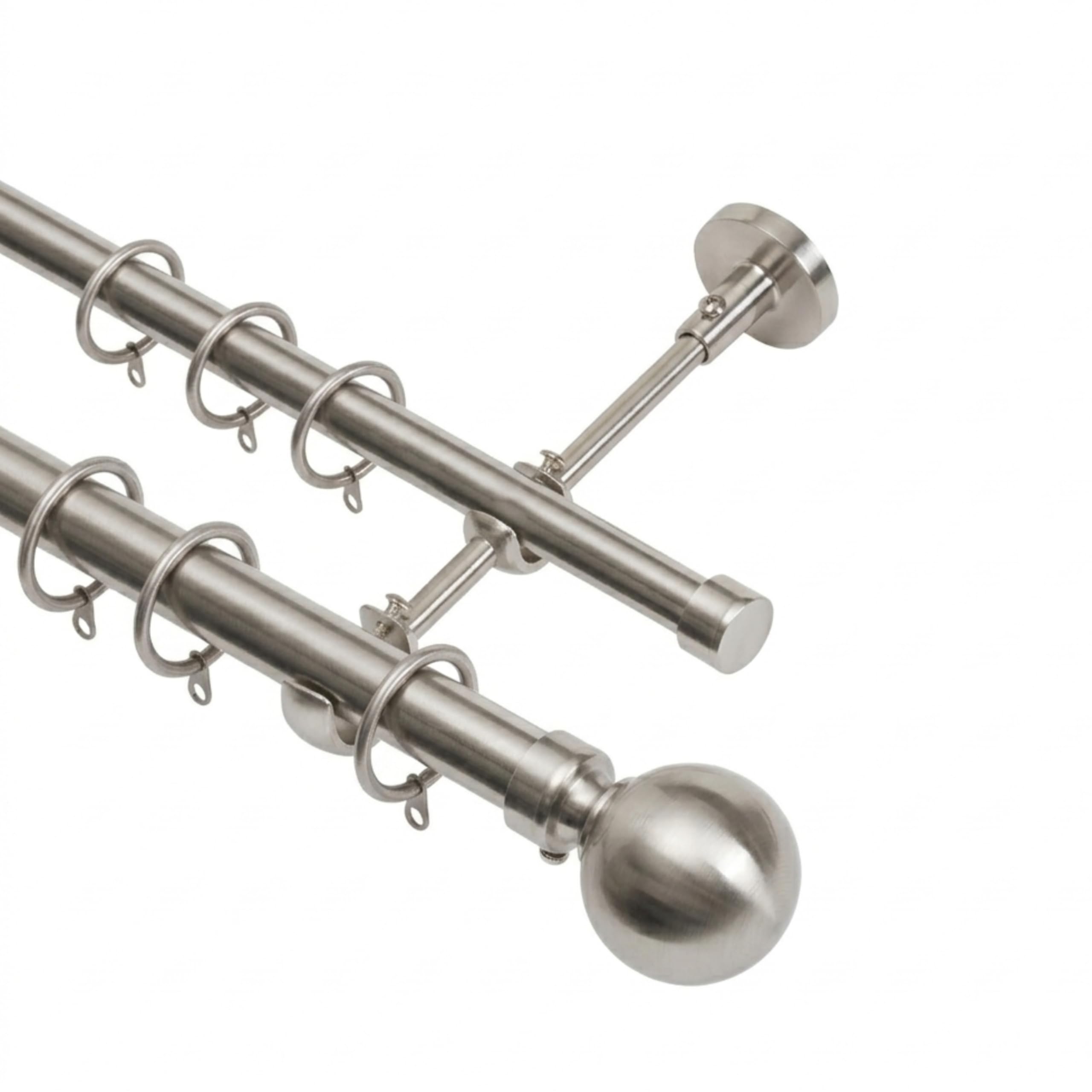 Lister Cartwright Double Curtain Extendable Pole Set With Polished Steel Ball Finials- 19mm & 28mm Metal Poles(210- 320 Cm) from B&Q