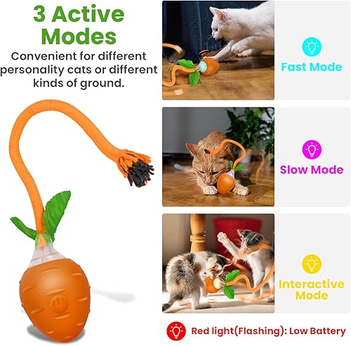 Miniatura 2 de IDOGCHEW Juguetes interactivos para gatos de interior, juguete eléctrico recargable por USB, juguete eléctrico para gatos, juguete de gatito móvil