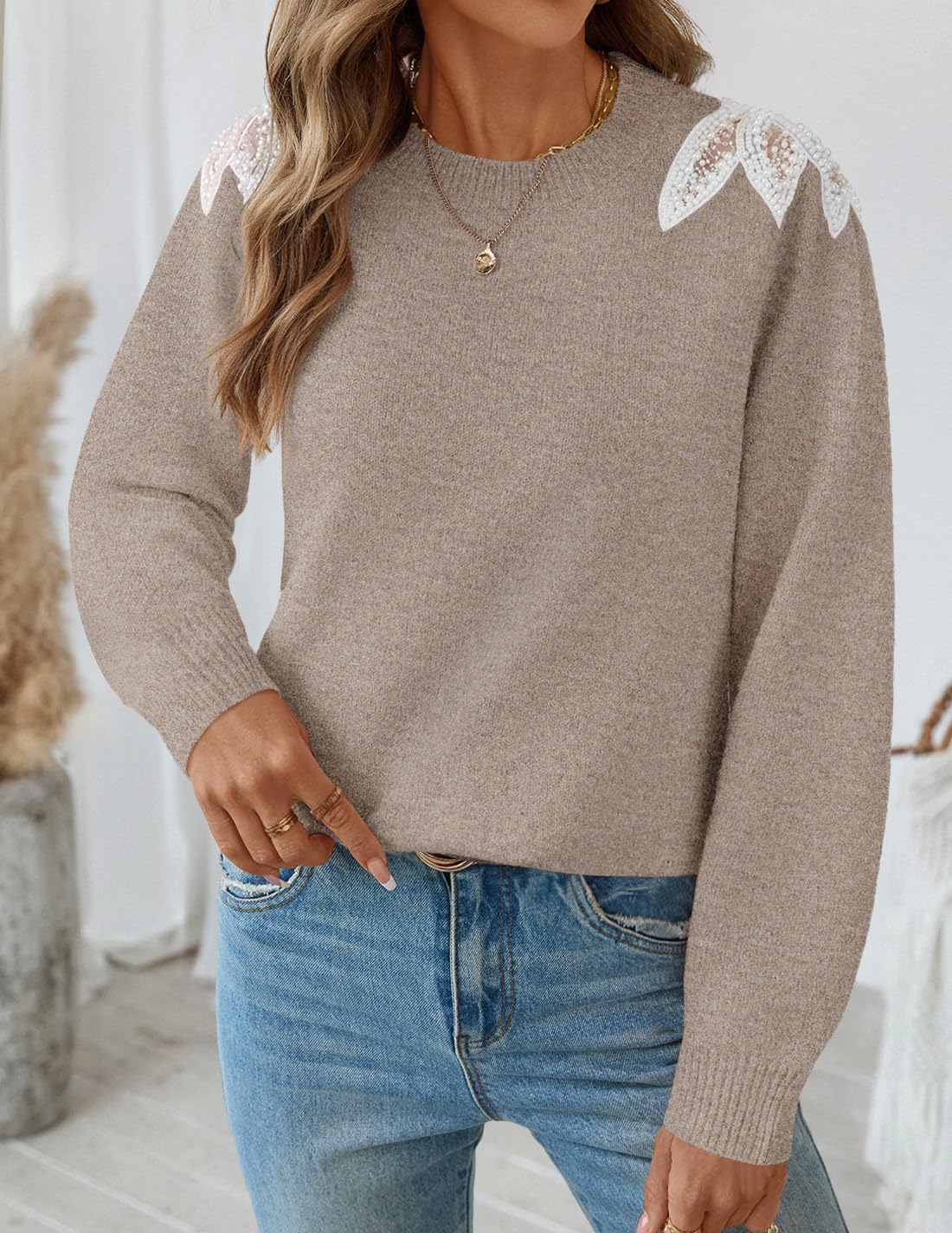 ZESICA Women's Fall Long Sleeve Sweaters 2026 Crew Neck Knit Loose Dressy Pullover Tops Winter Trendy Outfits - Image 2