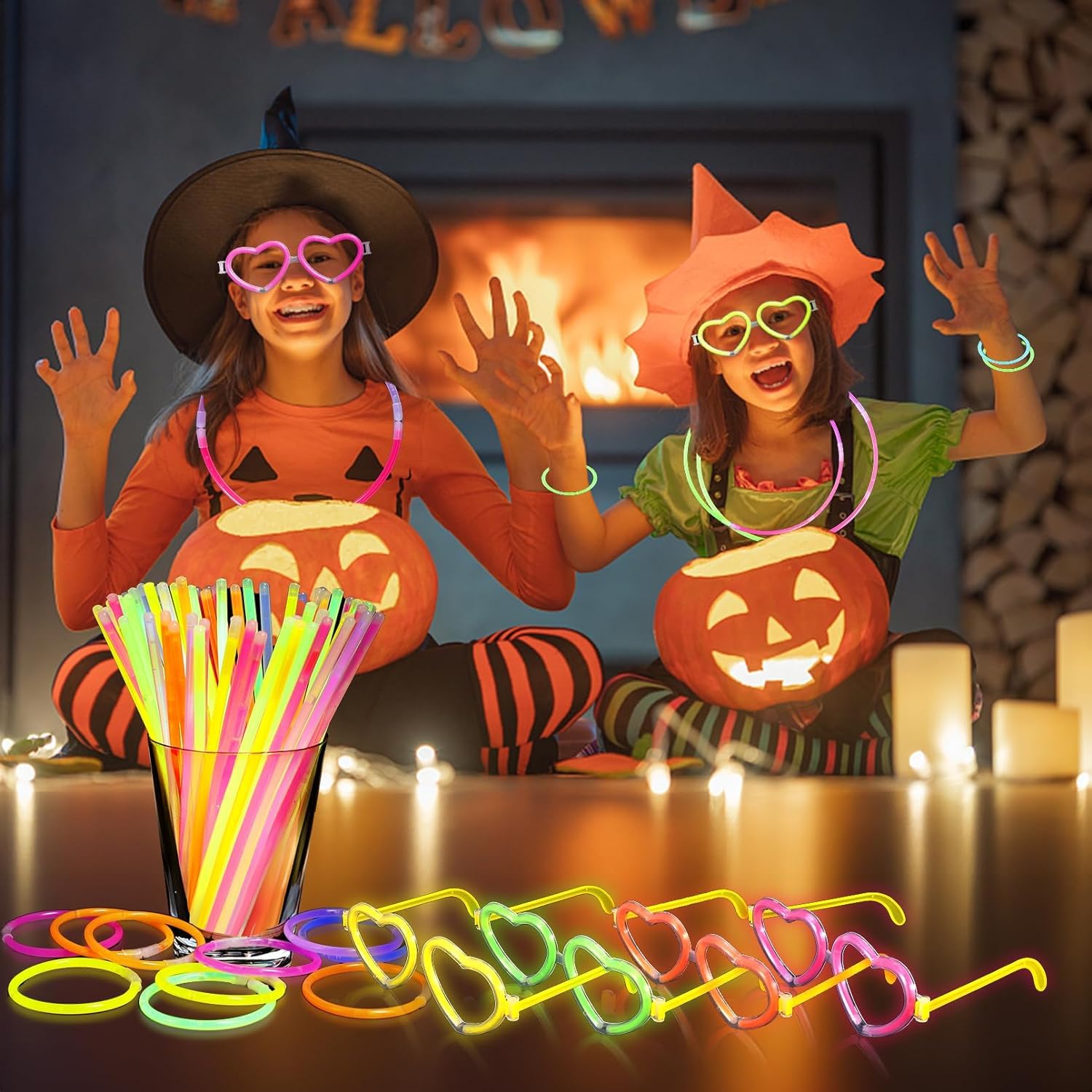 Knicklichter Set – 100 Leuchtstäbe + 20 Herz-Brillen + Armbänder – Neon-Partyzubehör Für Hochzeit & Kindergeburtstag