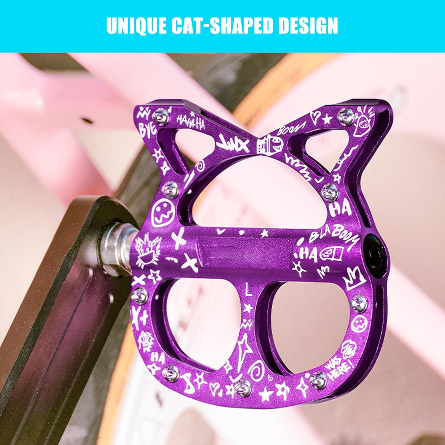 アルミニウム合金マウンテンバイクペダル 猫型 サイクリングペダル 3つのシールベアリング 滑り止めバイクペダル