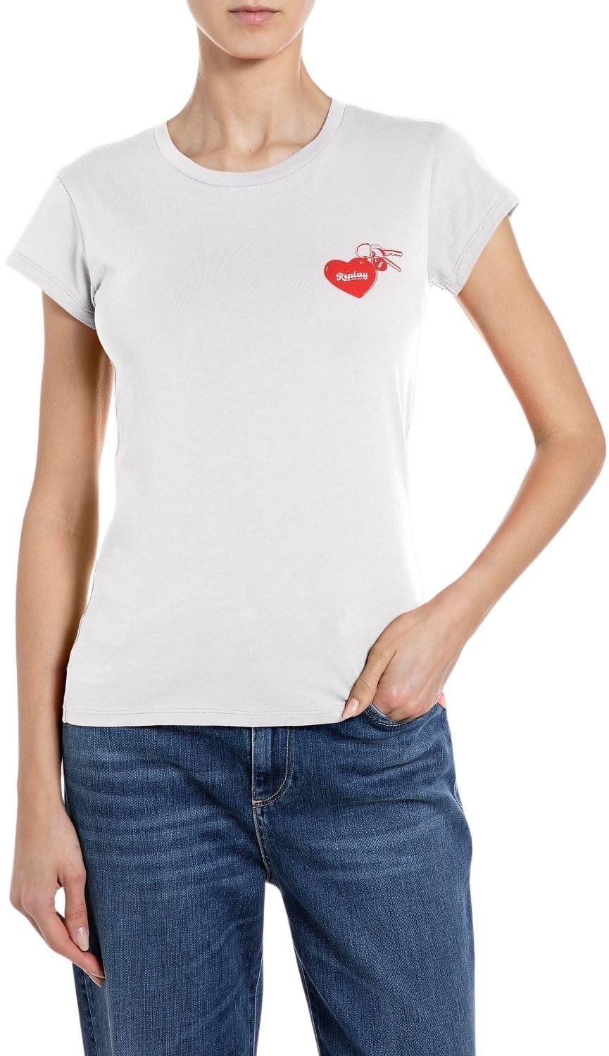 Replay Women's Short Sleeve T-Shirt, 011 Off White, XS