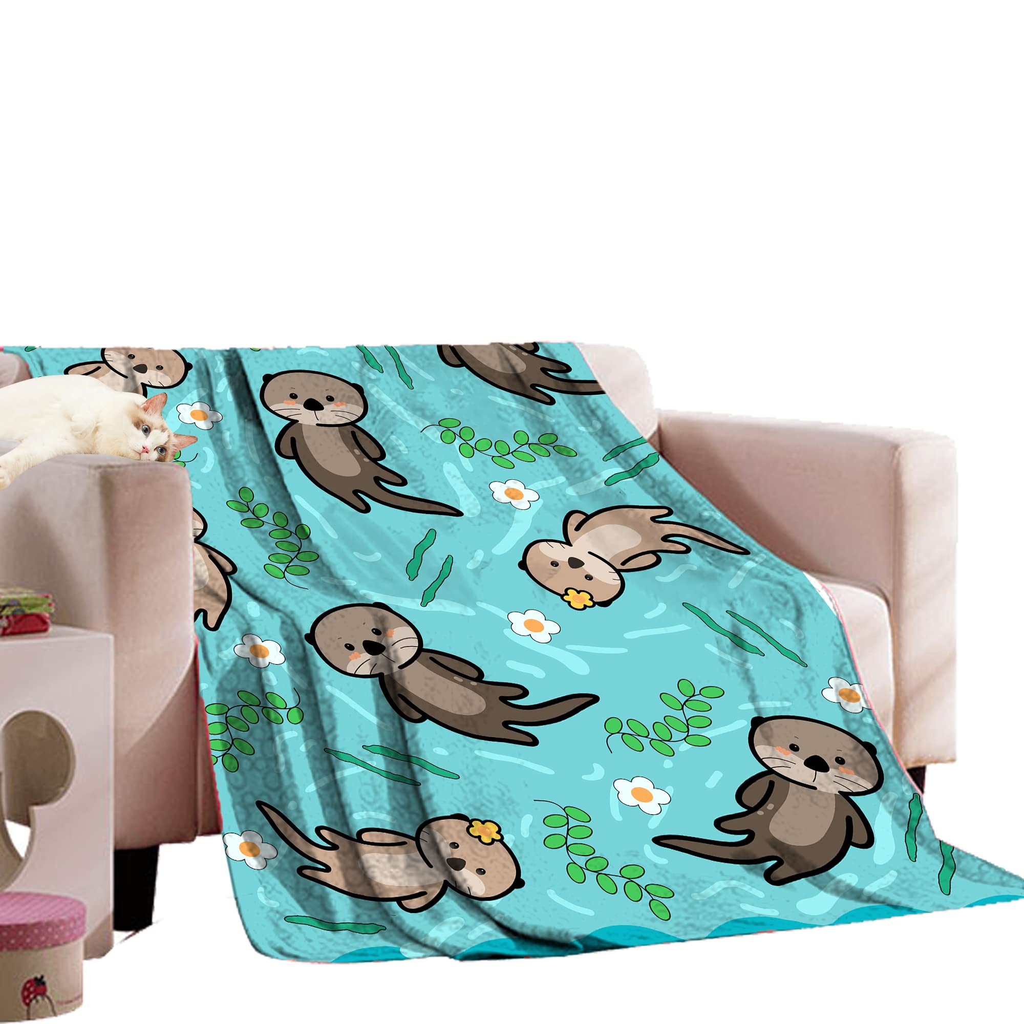 Prokelin Otter Throws Blanket Flannel Ultra-Soft Plush Lightweight Couch Sofa Bed 60