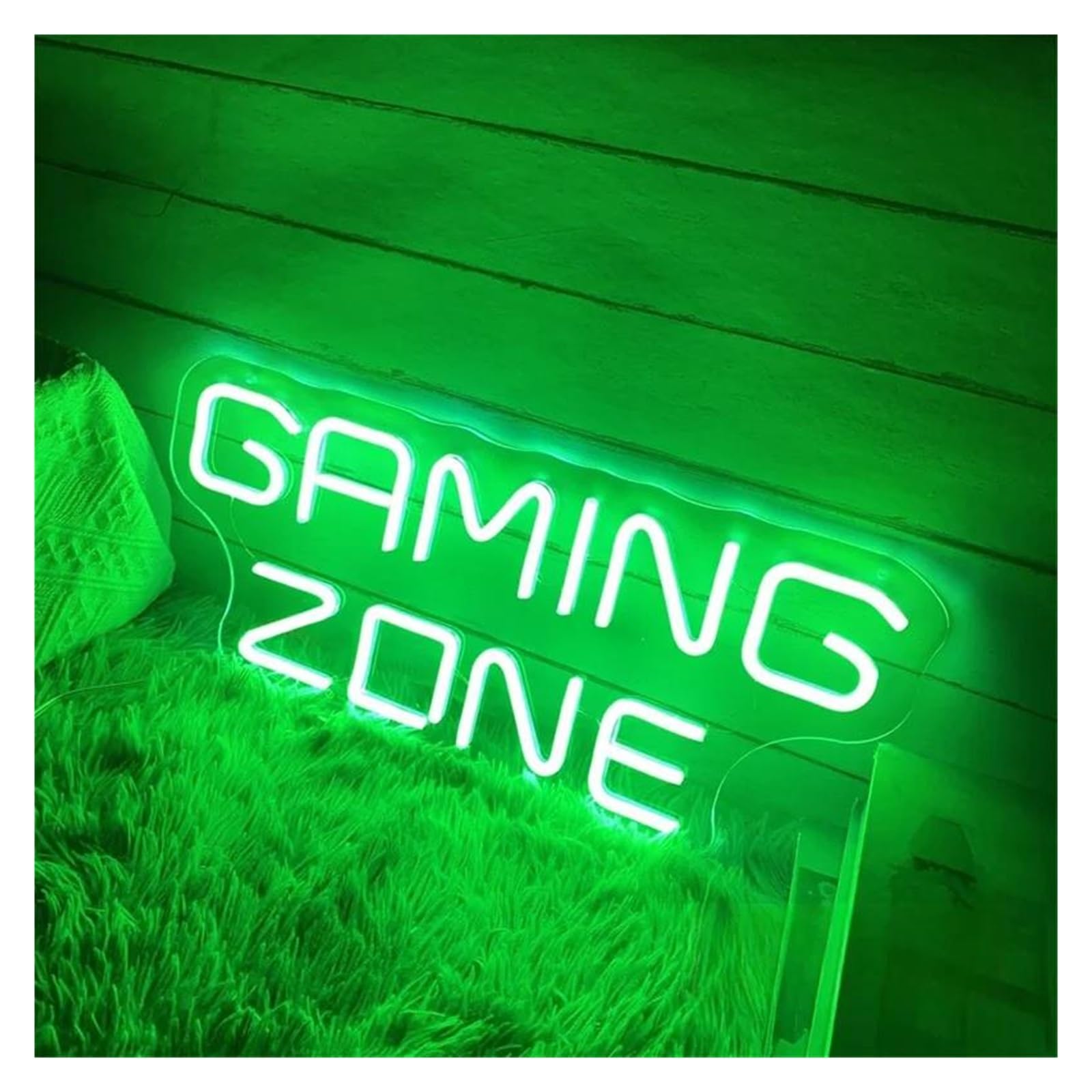 Décor Mural Lumière Gaming Zone Enseigne Au Néon LED Décoration Murale Pour Salle De Jeux Maison Chambre Décoration Enseigne Lumineuse Alimentée Par USB Lampe 40cmx17cm(Orange,Blue,Green,Silver,Black)