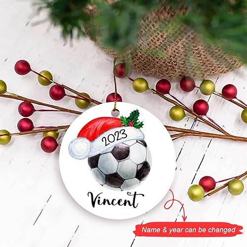 Miniatura 2 de Adorno de Navidad personalizado con nombre, idea de regalo personalizada para jugadores, regalos de equipo de fútbol, adorno de jugador de fútbol,