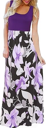 Bluetime Women's Summer Boho Sleeveless Floral Print Tank Maxi Dress (S-3XL)