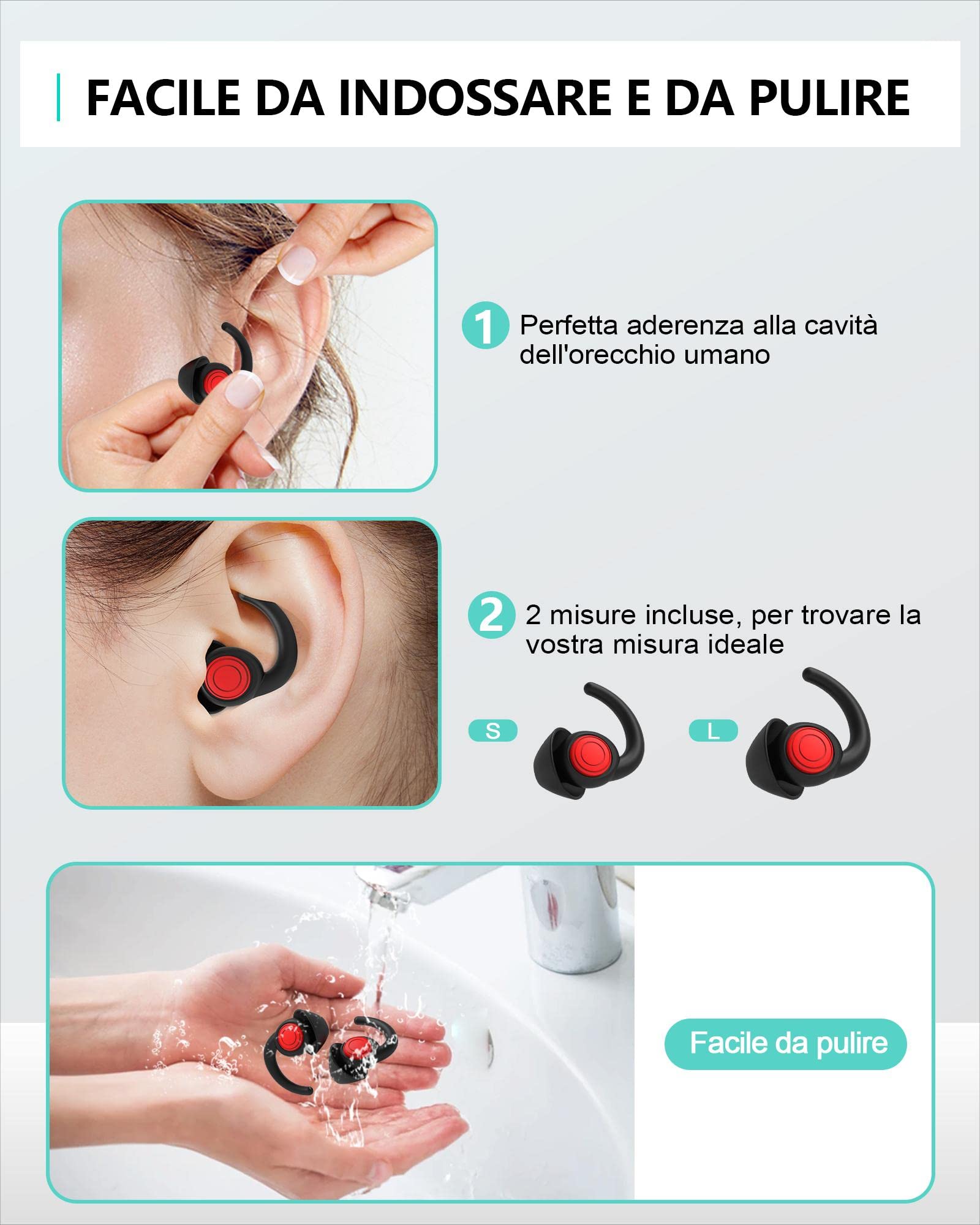 SUPCEAT Silicone Tappi Orecchie per Dormire, 2 Paia Tappi per le Orecchie Antirumore Lavabili Riutilizzabili per Sonno Leggero Riduci i rumori, per Lavoro, Feste, Studio, Discoteca, Concerti
