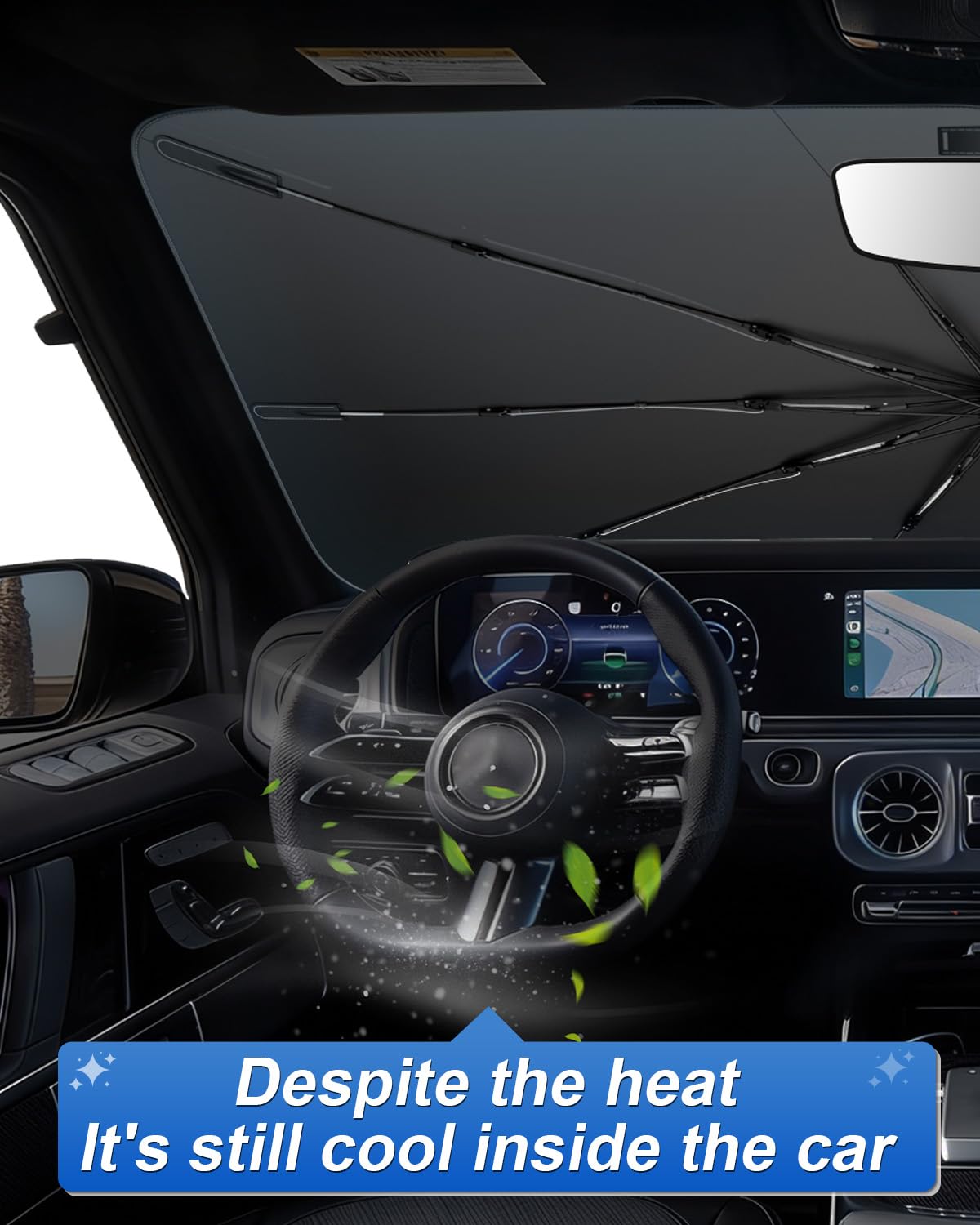 SHAOHAO Compatibile con Mecedes Classe B W247 2020-2026 Parasole per auto Parasole per parabrezza Facile da riporre Maniglia con cordino Protezione UV Accessori parasole