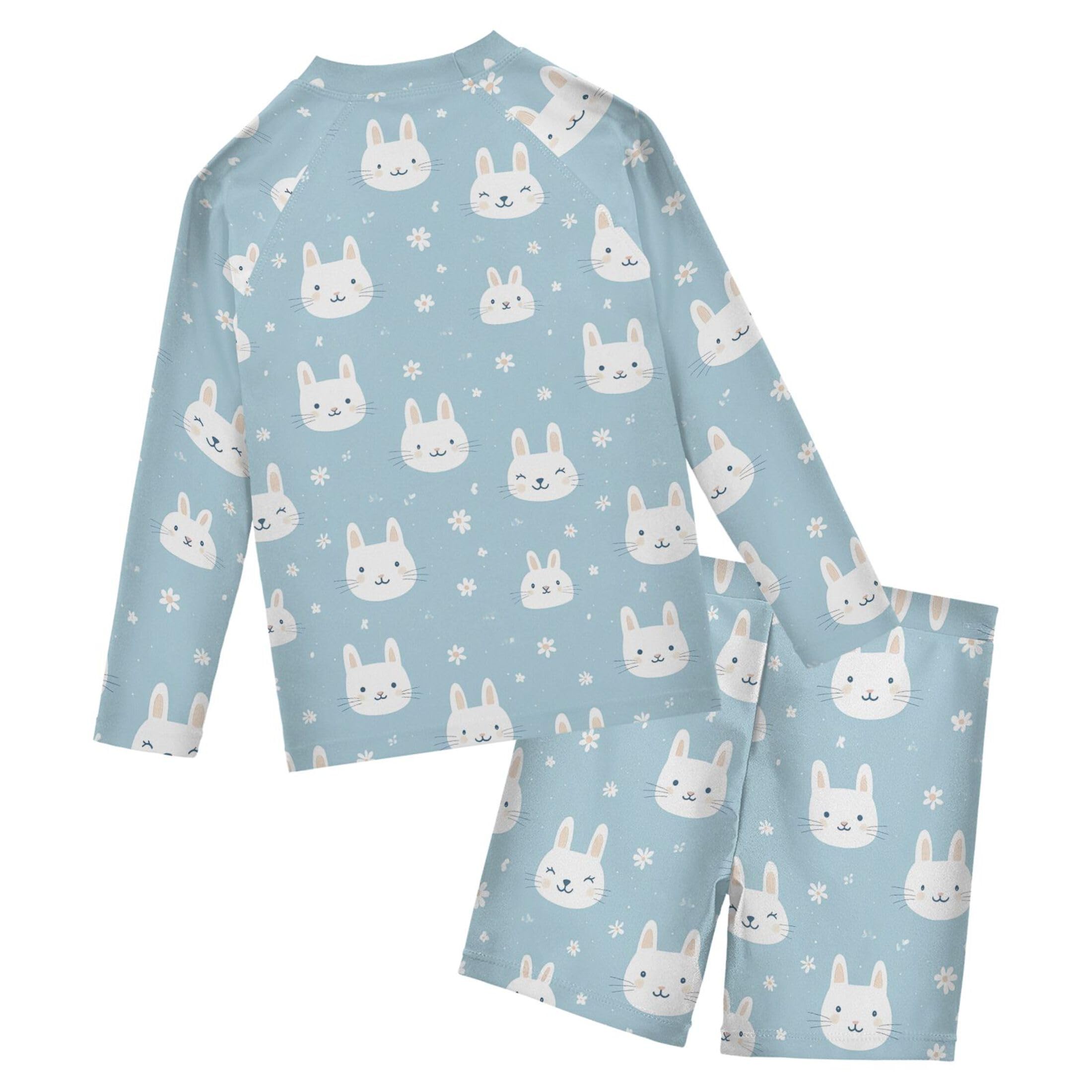 Happy Easter Cute Bunny Rabbit Toddlers and Baby Boys' Swimsuit Trunk and Rashguard Set B0405066