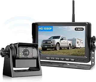 EWAY Wireless WiFi Magnetic Backup Camera 7" IPS Monitor HD 1080P Rechargeable Battery No Wiring - Rear View Reverse Monitoring Hitch Camera for Car Truck Pickup RV Camper 5th Wheel Horse Boat Trailer