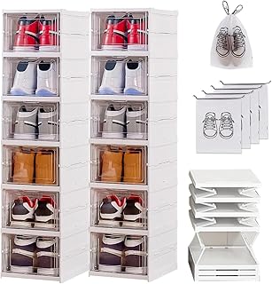 Caixas de Sapatos Transparentes Dobráveis 12 Andares Organizador Armazenamento Guarda-Calçado Caixas de Sapatos