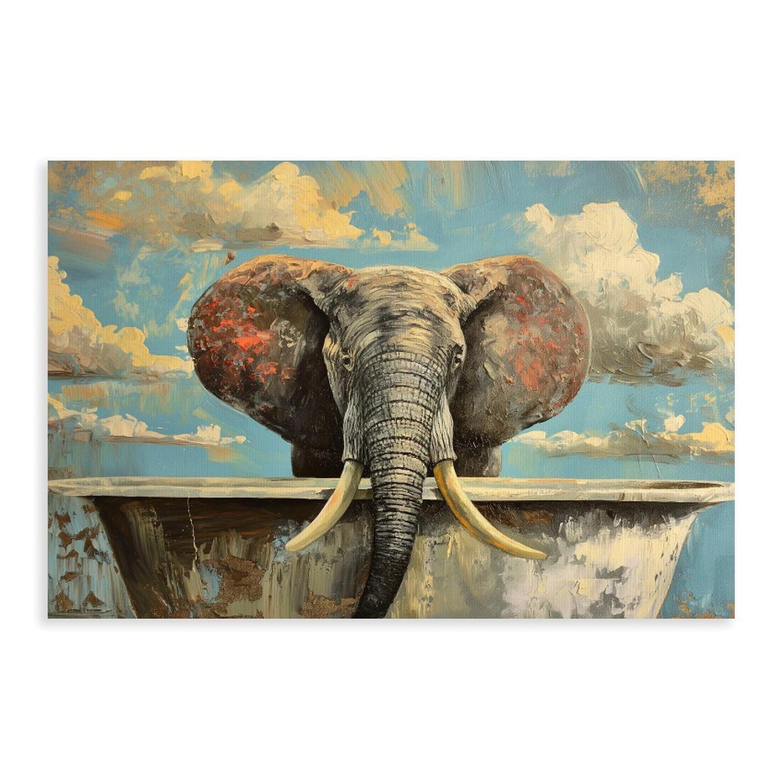 Bareronor Bathroom Elephant Poster Canvas Poster Bedroom Decor Landscape Office Room Decor Gift 24" L X 36" W