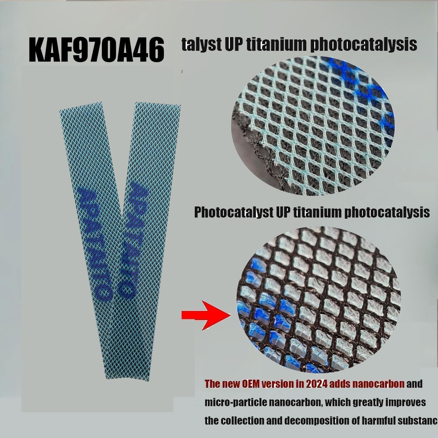 4Pack KAF970A46 Compatible with Daikin KAF970A46 Titanium Apatite Photocatalytic Air Purifying Filter - Does not include required mounting frame