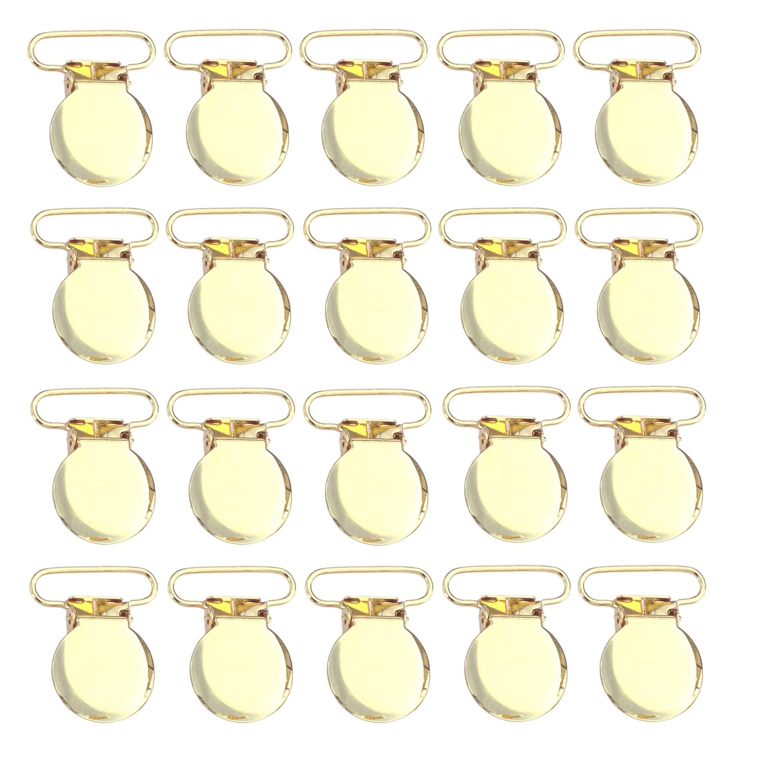 25mm 1" Suspender Pacifier Clips Sutoyuen Baby Pacifier Clips for DIY Making Dummy Pacifier Holders Bib Clips Holder Gold Color (20Pcs Gold)