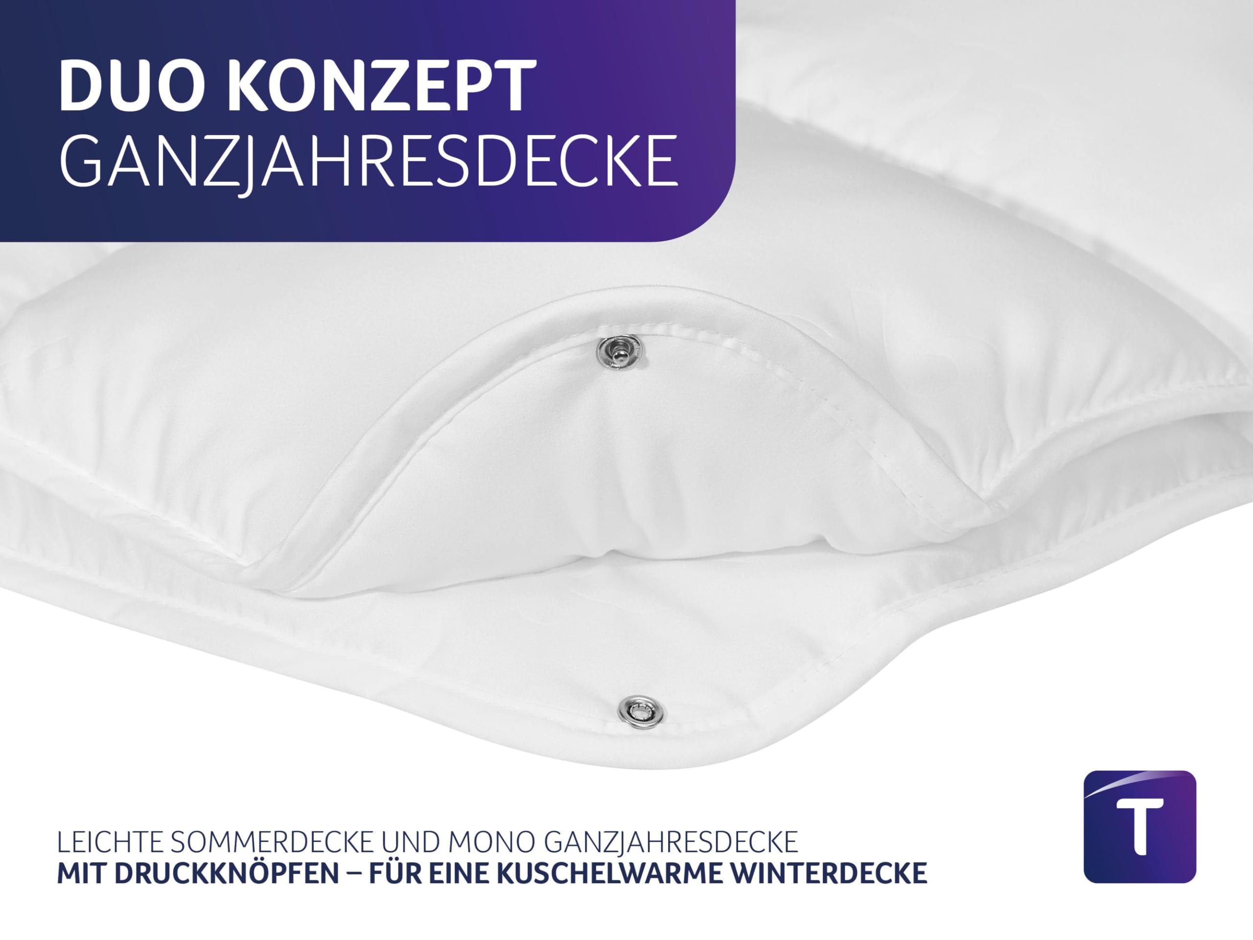 Traumnacht Comfy Cotton 4-Jahreszeiten teilbare Bettdecke, aus Baumwolle, Weiß, 135 x 200 cm, waschbar, Öko-Tex zertifiziert, produziert nach deutschem Qualitätsstandard