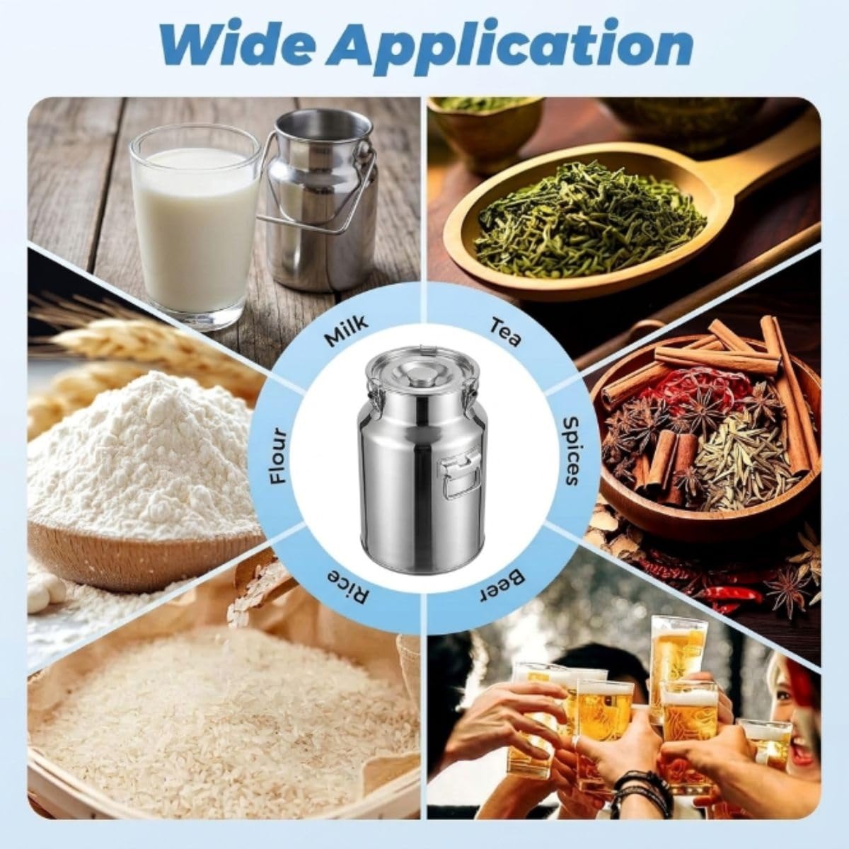 5L Lechera Acero Inoxidable 201 con Grifo Tapa Sellada Transporte Leche | Bidón de Leche 5-100L Acero Inoxidable Cubo para Vino Aceite Almacenar Líquidos Sólidos con Asa(No Spigot,24L)