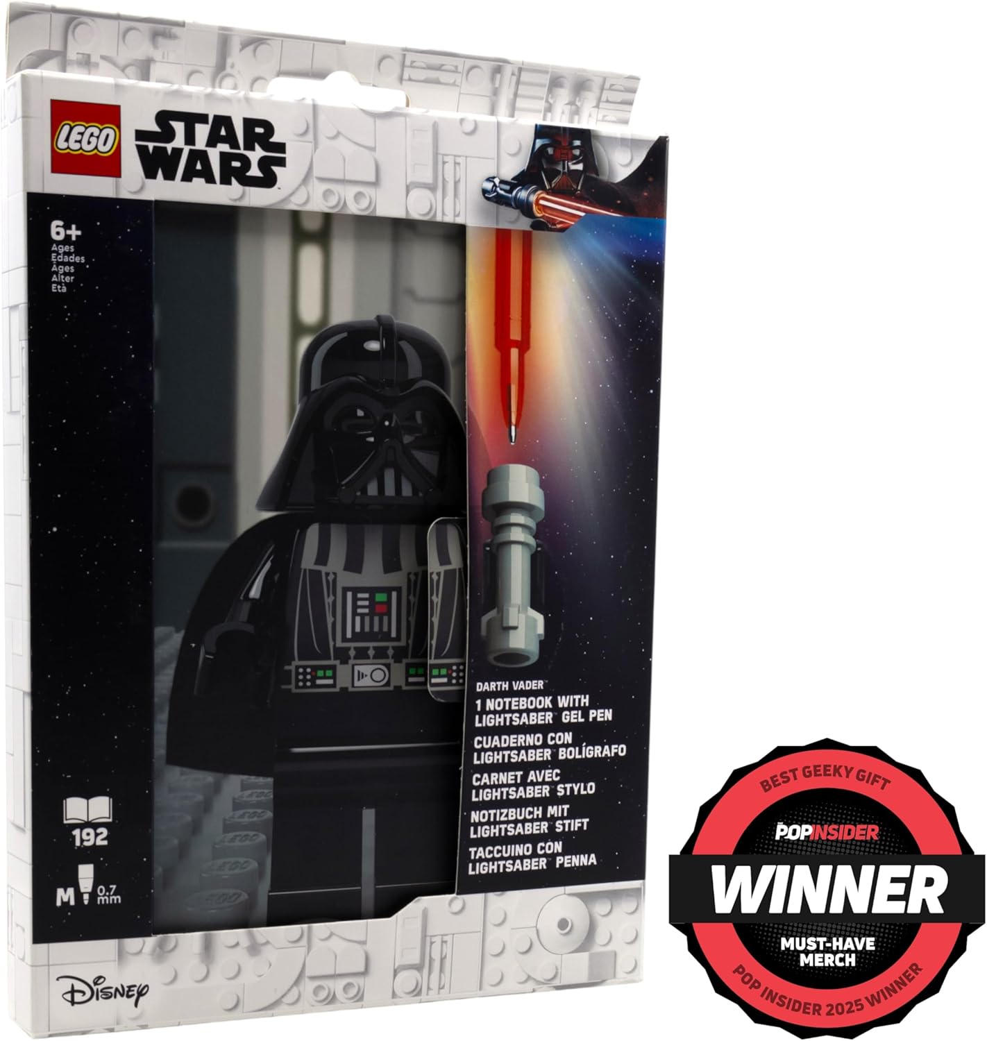 IQ LEGO Star Wars Dotted Notebook with Lightsaber Gel Pen - Darth Vader (53492), Hardcover, Dotted