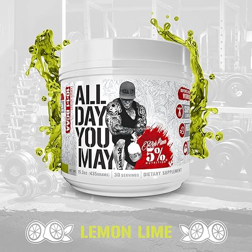 Miniatura 23 de 5% Nutrition Rich Piana AllDayYouMay BCAA Powder - Aminoácidos prémium para intra y después del entrenamiento, hidratación, resistencia,