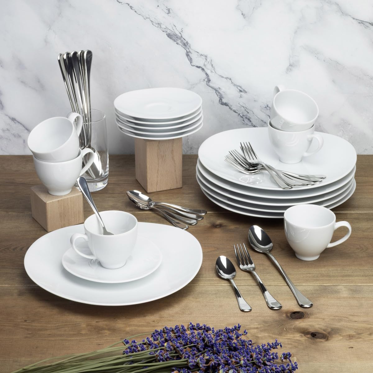 MEDARD DE NOBLAT - Servizio dessert e merenda - Sven - Porcellana - Set di 30 pezzi - Bianco