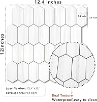 Vista 7 de Vamos Tile Azulejo hexagonal largo para salpicaduras – 10 hojas adhesivas para salpicaduras de cocina y baño, 12.4 x 12 pulgadas, azulejos