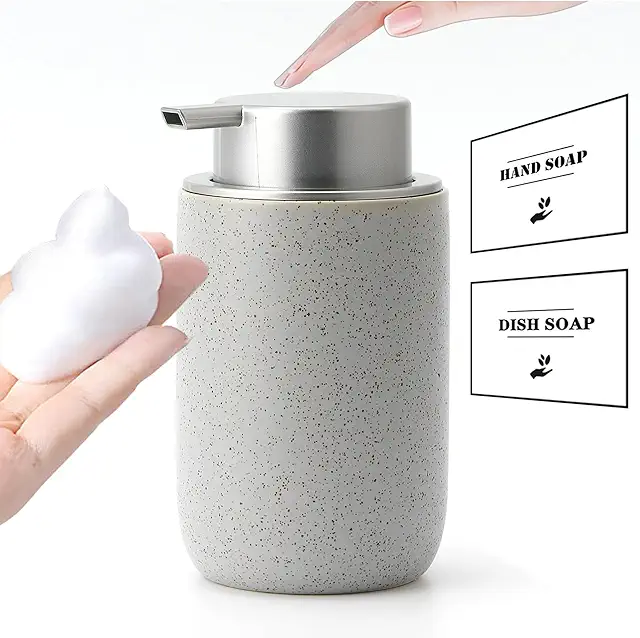 Gray Ceramic Foam Soap Dispenser - 12OZ Refillable Kitchen & Bathroom