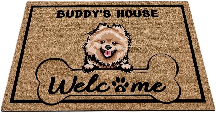 Funny Personalized Welcome Door Mats Dog Pug Welcome Dog's House Indoor Entrance Doormat for Front Door Rugs Home Decoration 23.6"x15.7"