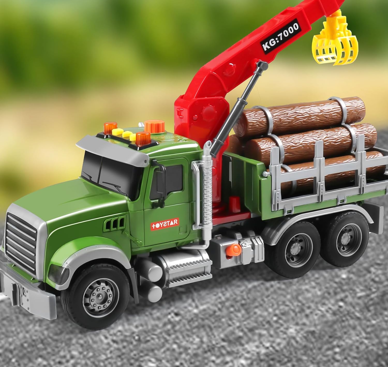 Dwi Dowellin Kids Toys for 3 4 5 6 7 Years Old Boys,15 Large Timber Truck with Loading Crane and 6 Trunks,Birthday Gifts for Boy Toddler Child