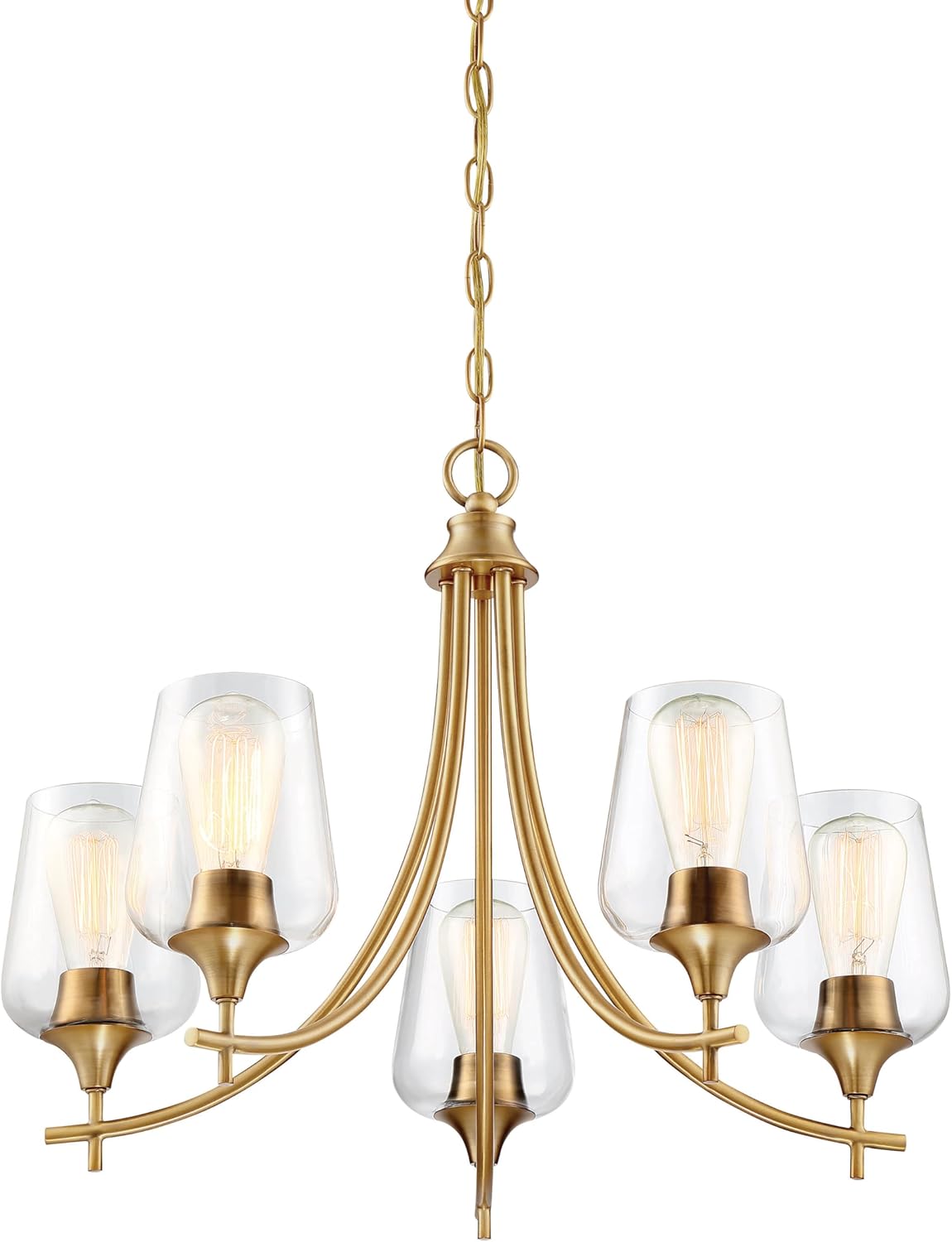 Savoy House 1-4032-5-322 Octave Bohemian Clear Glass Chandelier, 5-Light 300 Total Watts, 19" H x 23" W, Warm Brass