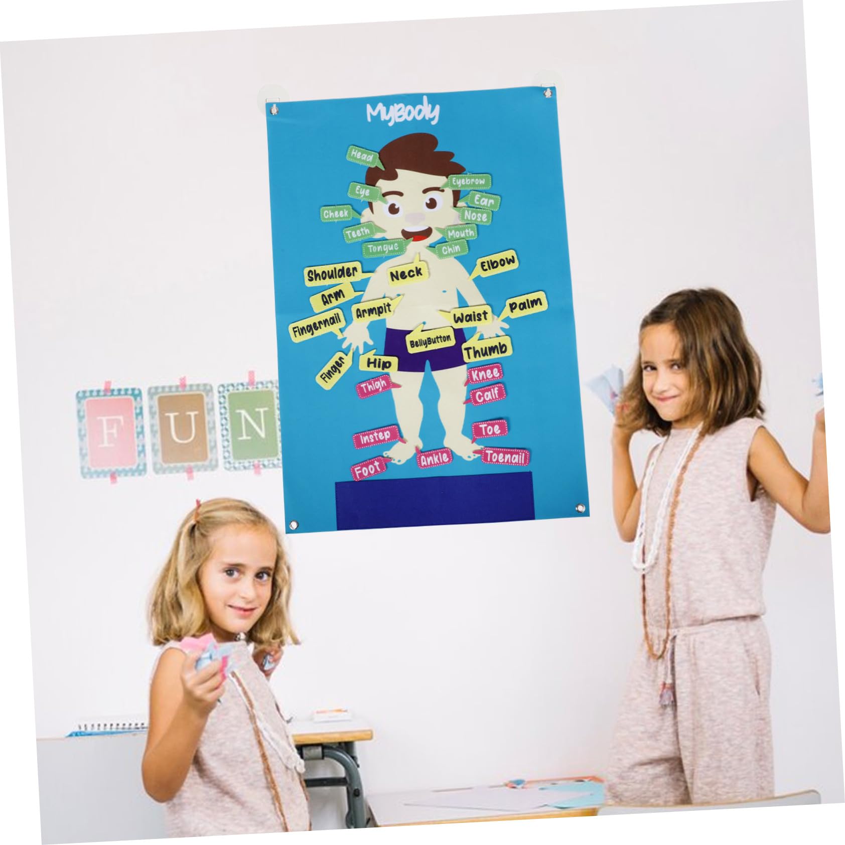 BESPORTBLE Tablero de Fieltro Forma de Cuerpo Humano para Niños en Edad Preescolar, 82X56 CM, Herramienta Interactiva de Aprendizaje Práctico para Actividades Grupales y Narración