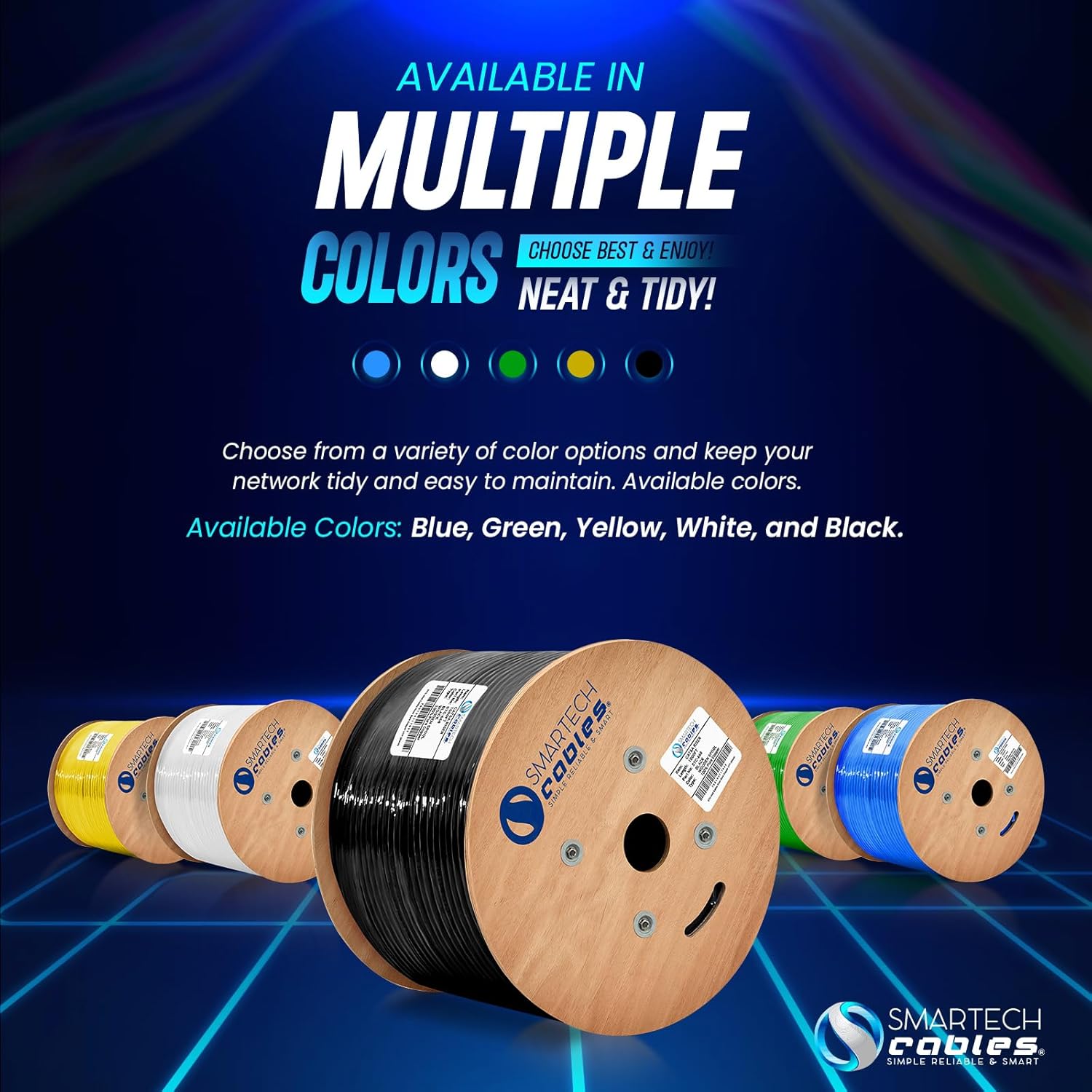 Smartech Cables Cat6A Riser Ethernet Cable 1000ft - Solid Bare Copper, 23AWG, 750MHz, UTP, CMR Rated - High Speed 10Gbps Cat 6a Cable for Networking - Bulk Ethernet Cable, PoE++ Supported