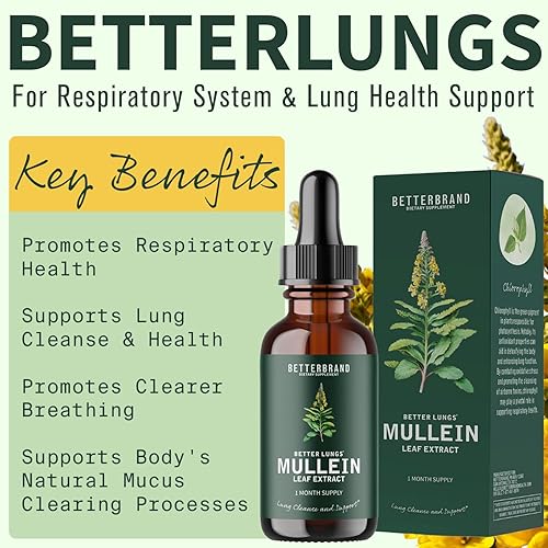 Miniatura 3 de Betterbrand BetterLungs Extracto de hoja de gordolobo  Apoya la limpieza pulmonar y la función respiratoria para una respiración saludable