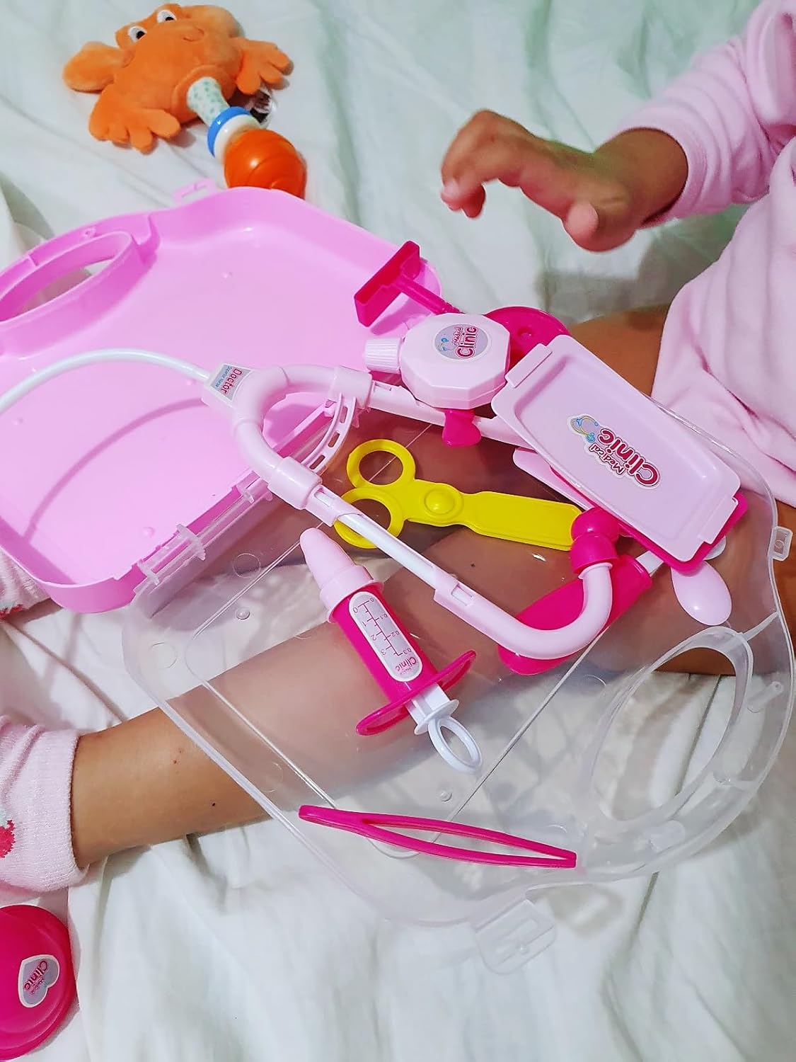 Toddler Doctor Kit - 12 Pieces & Carry Case - Dr Pretend Play Medical Toys, Kids Doctor Play Set for 3 4 5 6 7 8 Year Old Girl Birthday Gifts (Pink)