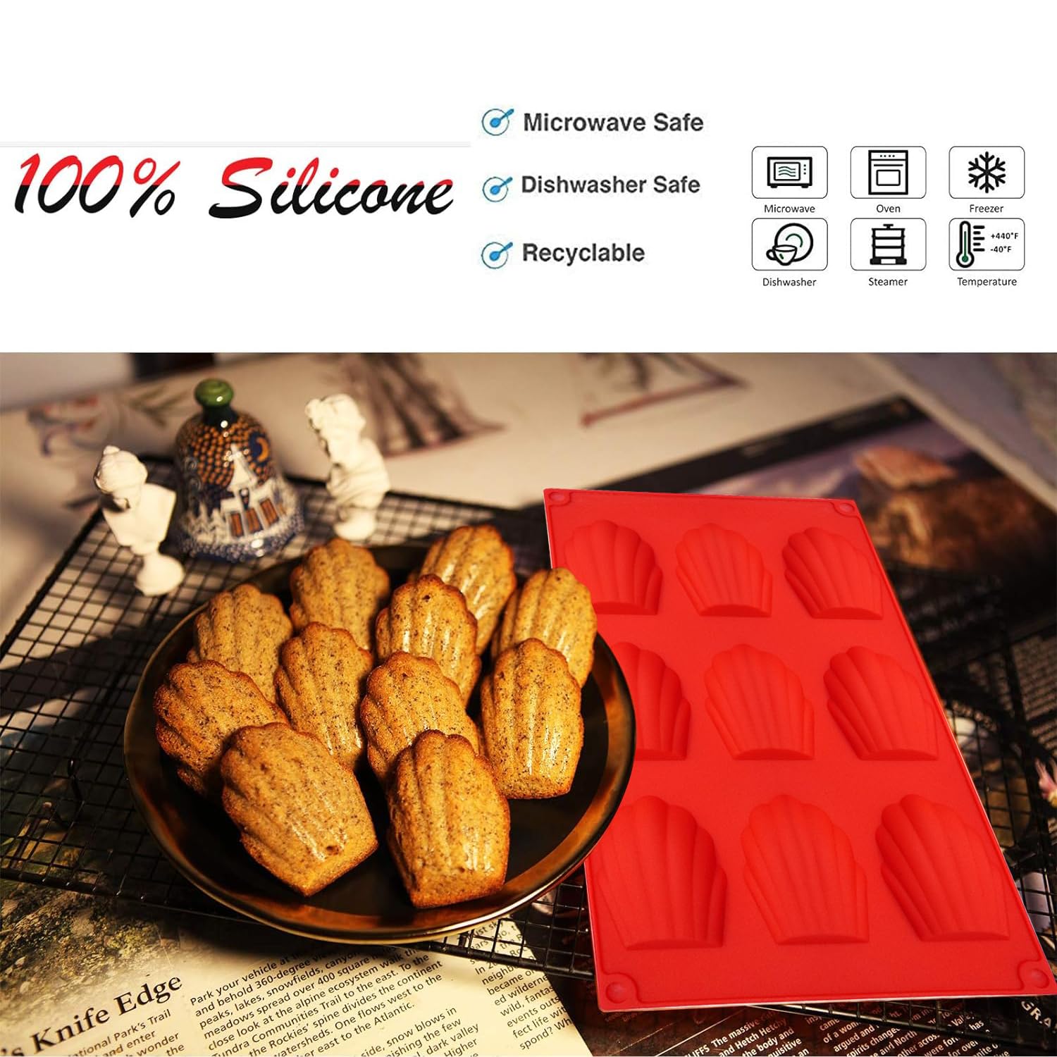 Moule Madeleine Silicone - Lot De 2 - 9 Cavités Coquille - Antiadhésif Et Lavable