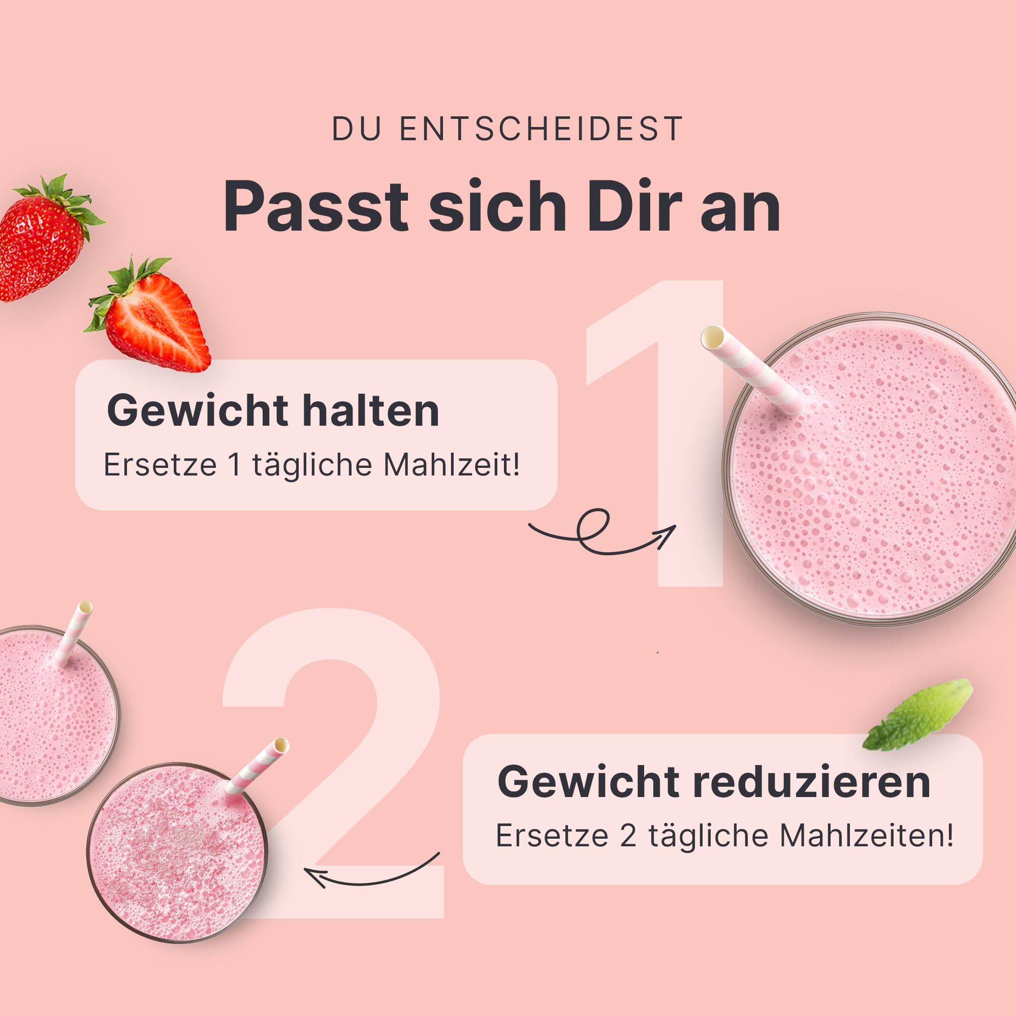 SHEKO Balance Shake Erdbeere - 21 Cremige Mahlzeitenersatz Shakes zum Abnehmen - Proteinreich, Glutenfrei & Natürlicher Geschmack - Abnehmen Shake