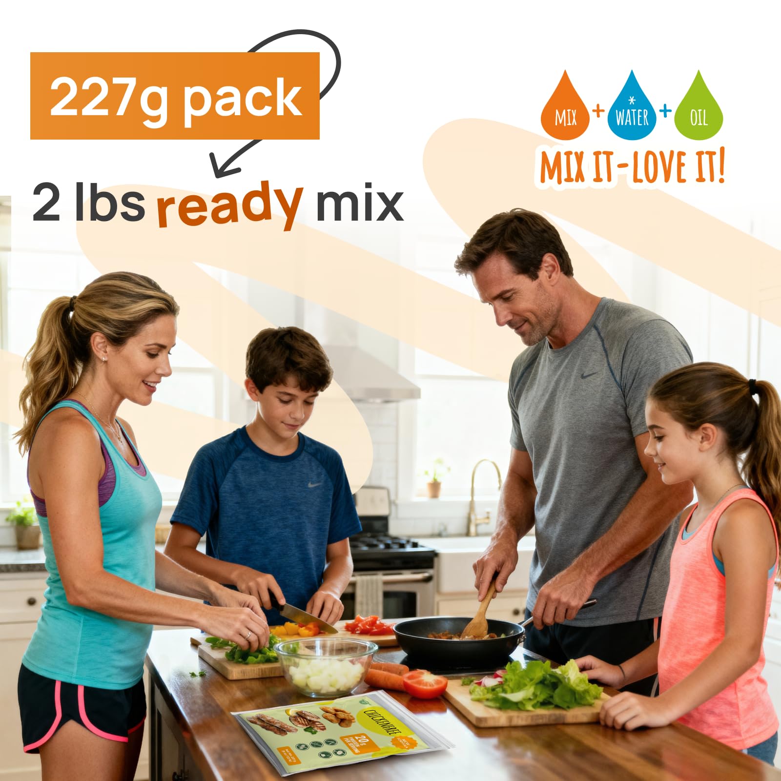 Creative Pea Vegan Chicken Mix - Plant-Based Chicken Style Dry Mix | Just Add Water & Oil | 4× Yield Makes ~2 lb | High-Protein Pea Protein | Quick Vegan Meals | Gluten-Free | 227g