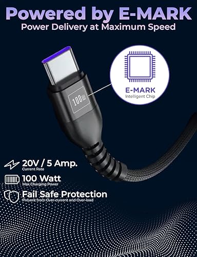 Miniatura 5 de 360 PRO - Cargador magnético de teléfono USB-C de 100 W (paquete de 2) - Cable de carga magnética 6 en 1 de carga rápida y datos - Funciona con