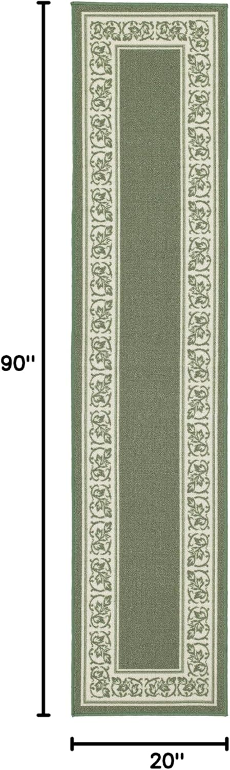 Madison Home Floral Border Rug Runner, Green