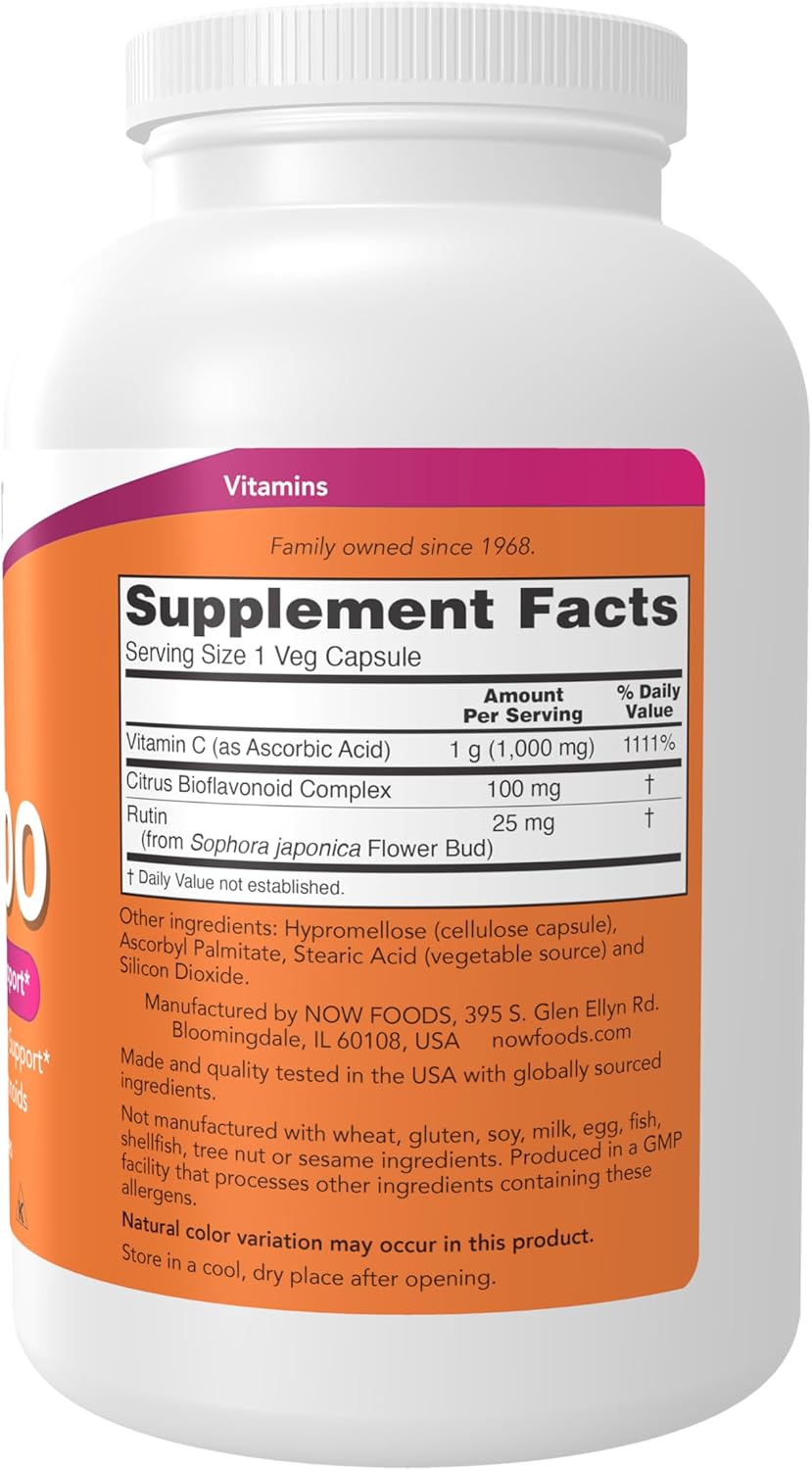 NOW Foods Supplements, Vitamin C-1,000 with 100 mg of Bioflavonoids, Antioxidant Protection*, 500 Veg Capsules - Image 2