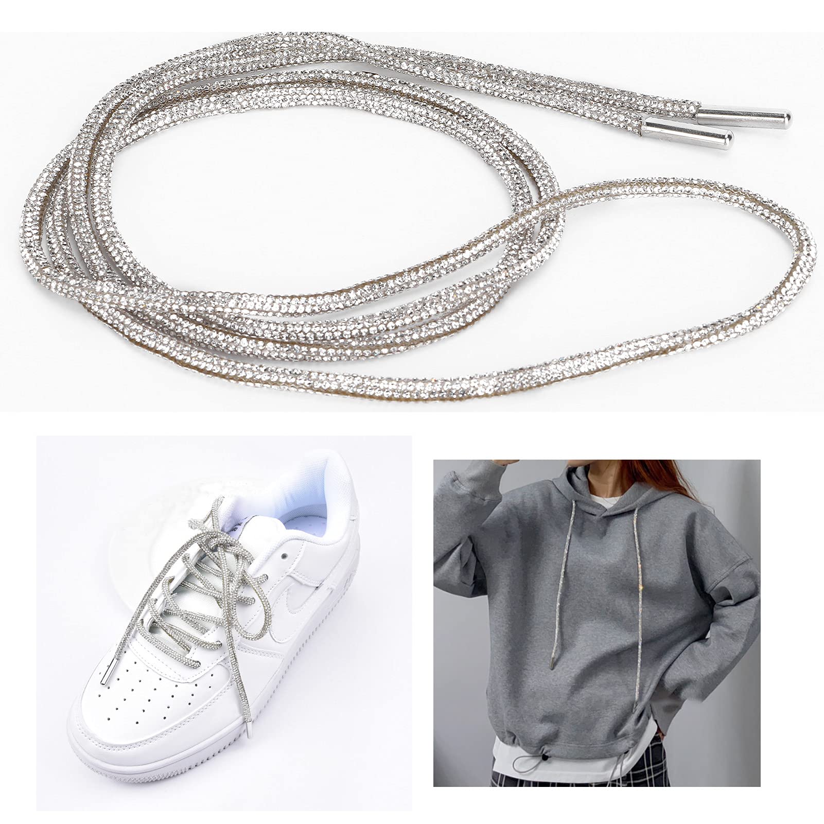 GLOGLOW Rhinestone Shoelaces, Dazzling Jewelry Belt for Clothing Decoration, for Skirts, Short Skirts, Cocktail Party — view 5