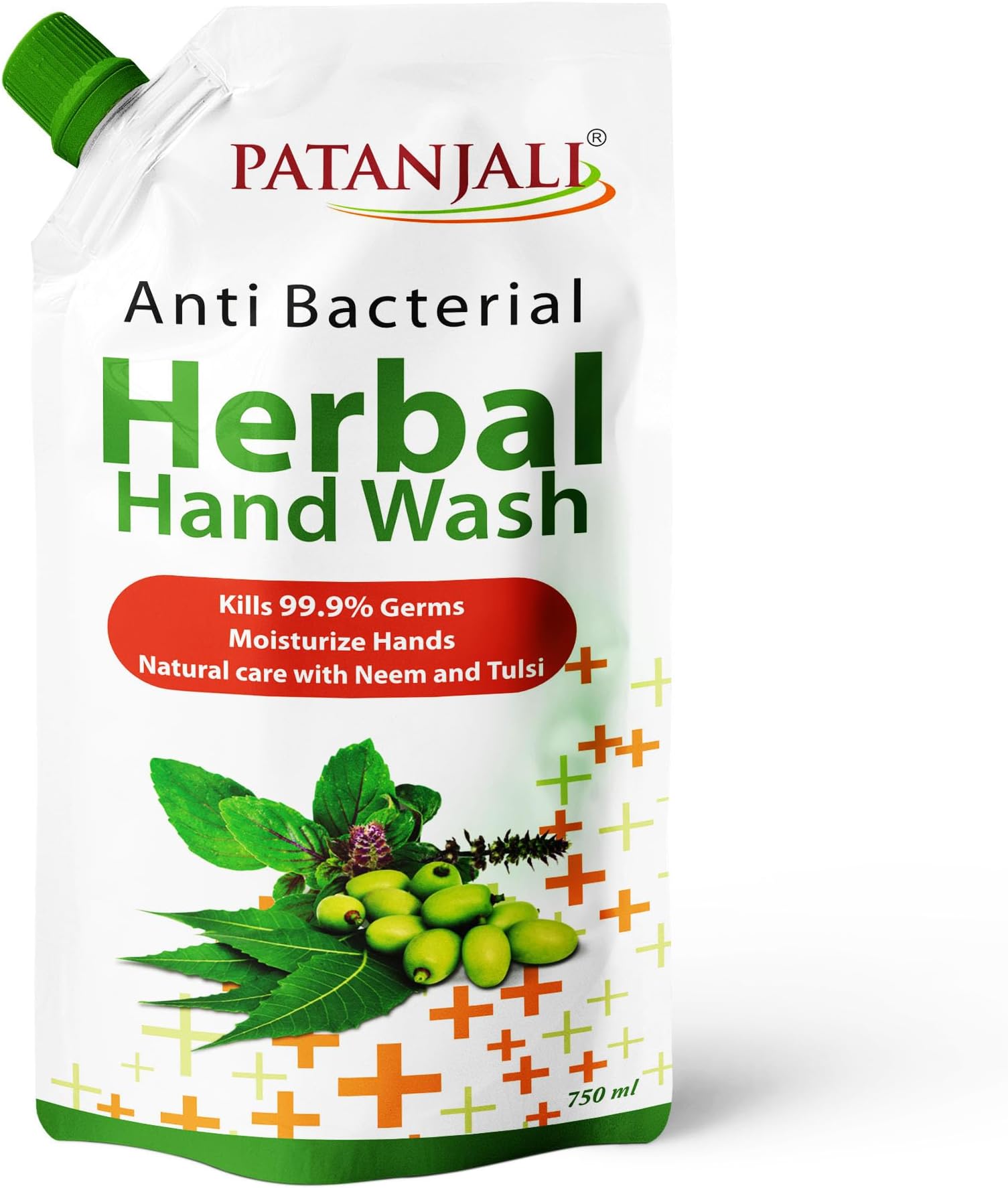 Patanjali Herbal Handwash (Anti-Bacterial) 750 ml, Neem & Tulsi Infused Formula for Germ Protection, Moisturizing & Skin Care