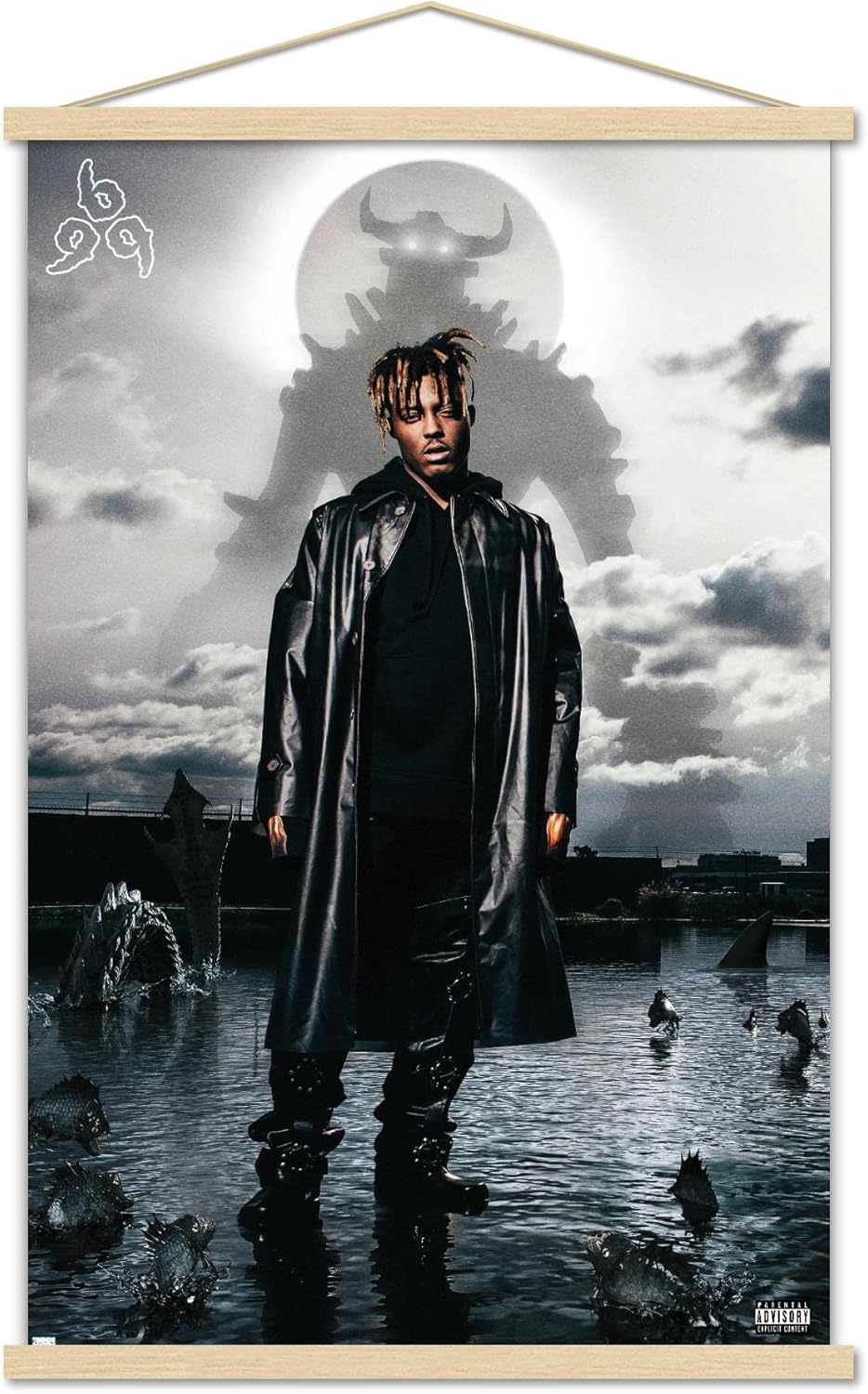 Trends International Juice WRLD - Fighting Demons Album Cover Wall Poster, 22.37" x 34.00", Print and Beechwood Hanger Bundle