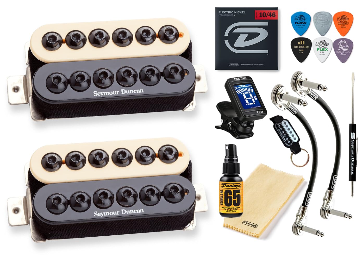 Tonebird Seymour Duncan Invader SH-8n / SH-8b High Output Humbucker Pickup Set with Bundle (Zebra)