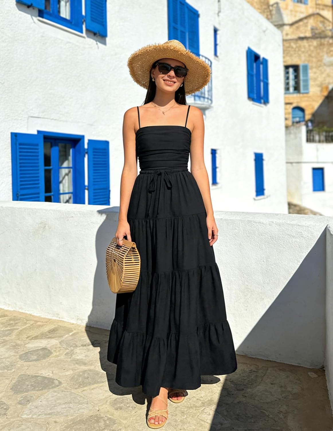 Scarlet Darkness Long Skirts for Women Flowy Boho Tiered Renaissance Maxi Skirt with Pockets - Image 4