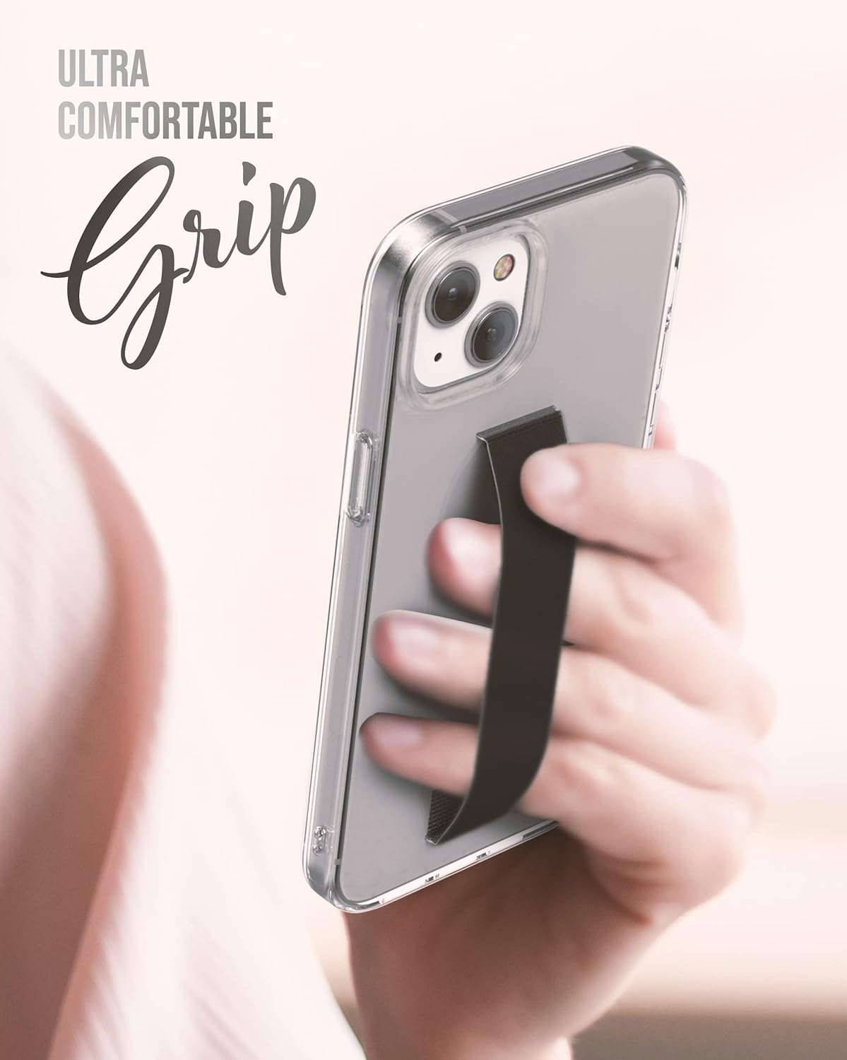 ENCASED Finger Loop Case Designed for iPhone 14 Plus Case with Hand Strap Phone Holder (Screen Protector Included) - Crystal Clear - Image 5