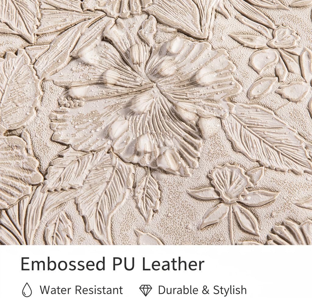 Kinmac Embossed PU Leather 360° Heavy Duty Protective Laptop Sleeve with Poacket (Apricot Flower, 16 inch-16.2 inch)